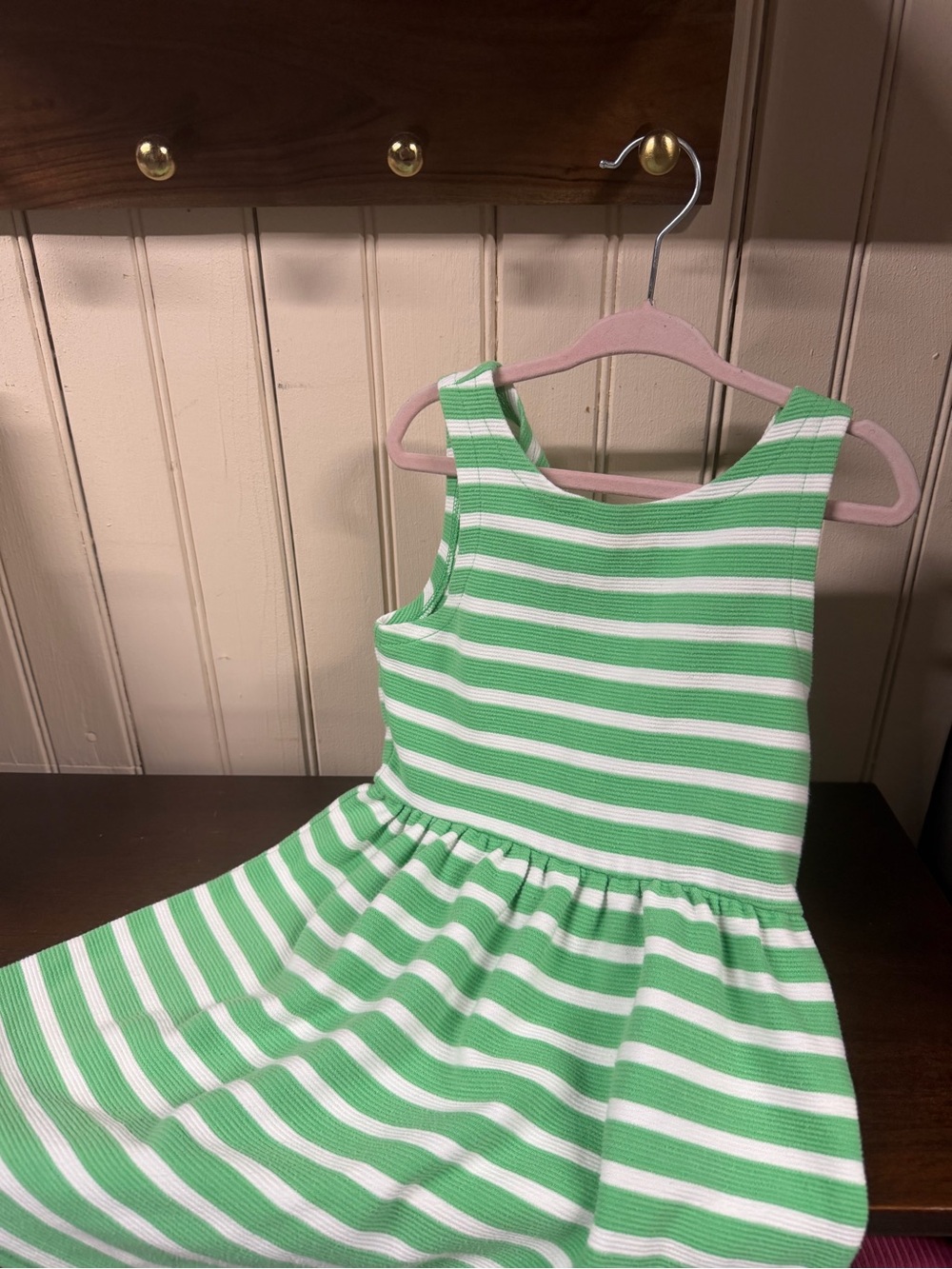 GAP Girls Bright Green & White Striped Tank Dress
